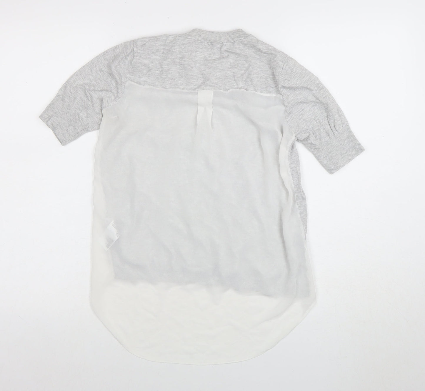 Karen Millen Women’s Grey Viscose Tunic Blouse Size L Short Sleeve