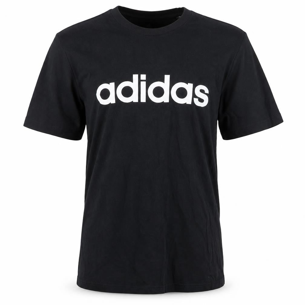 Front view of adidas Men's Black Small Logo Crew Neck Sports T-Shirt