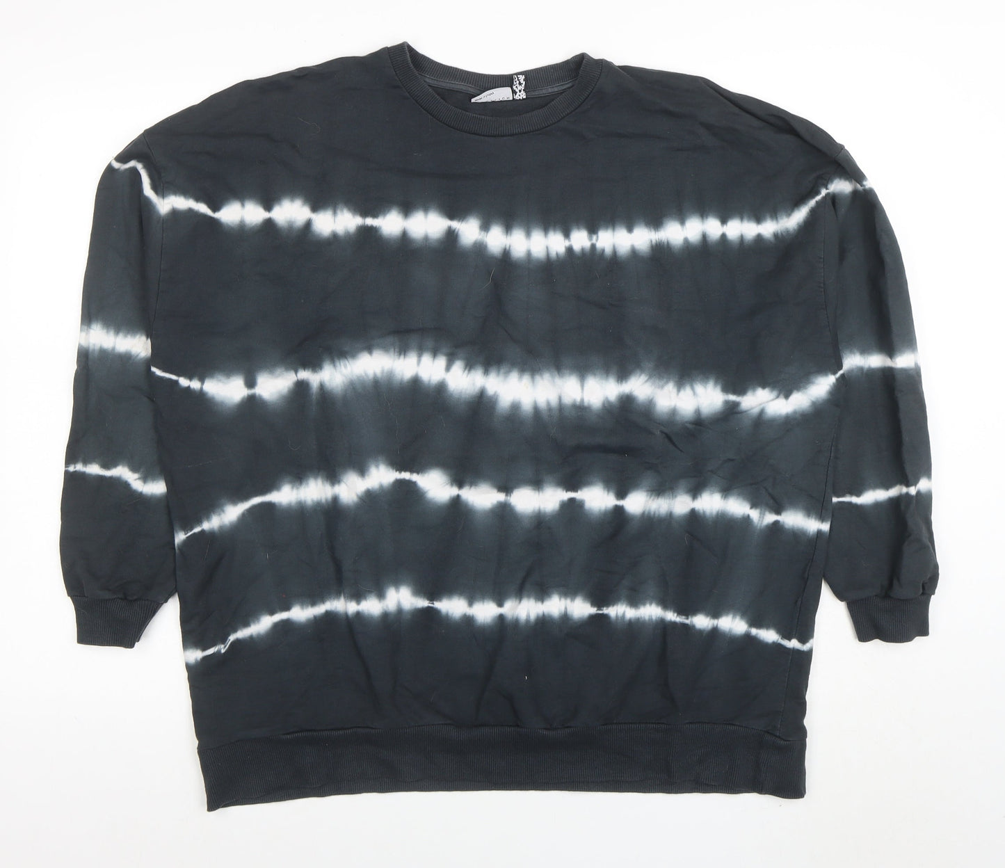 ASOS Women Black Tie Dye Pullover Sweatshirt Size 10 Cotton Casual