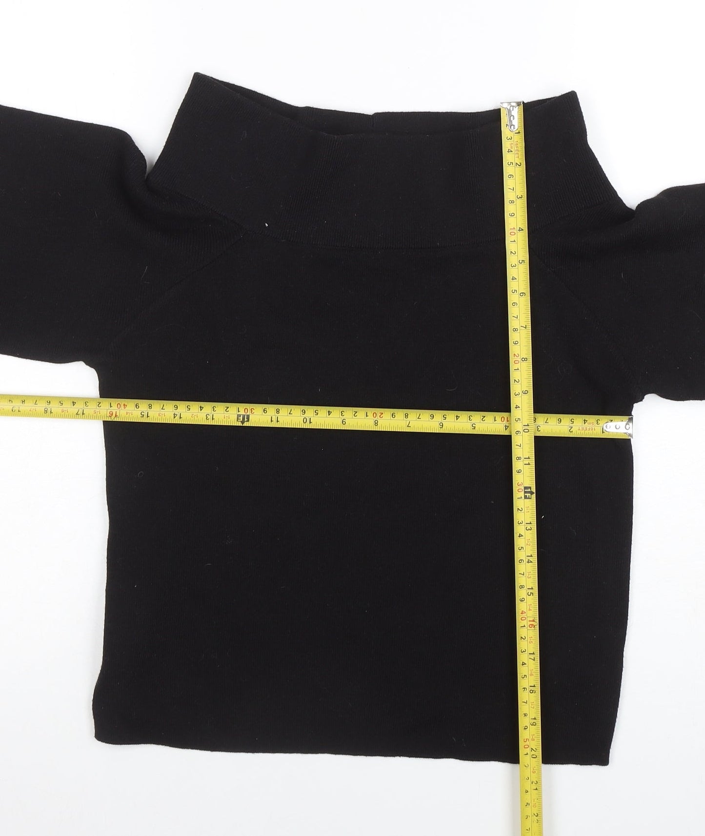 Zara Women Black Off Shoulder Knit Long Sleeve Top XS