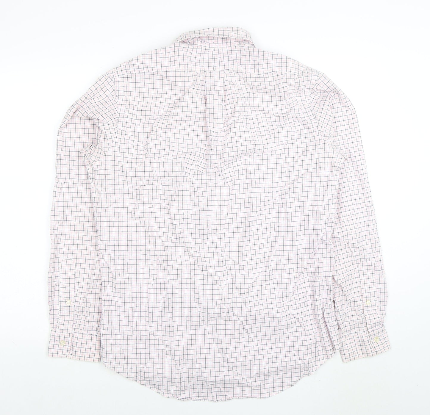 Ralph Lauren Men's White Checked Button-Down Cotton Shirt Size 16