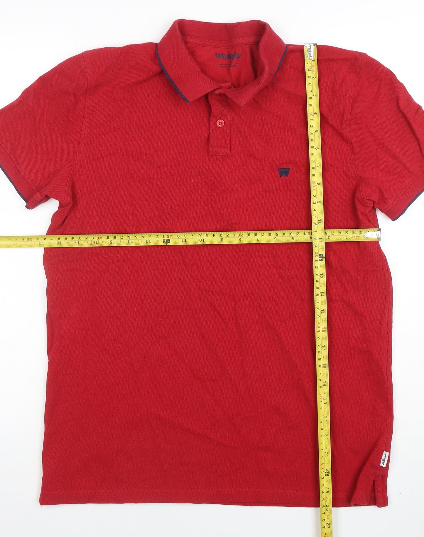 Wrangler Men's Red Cotton Polo Shirt Size L Classic Fit