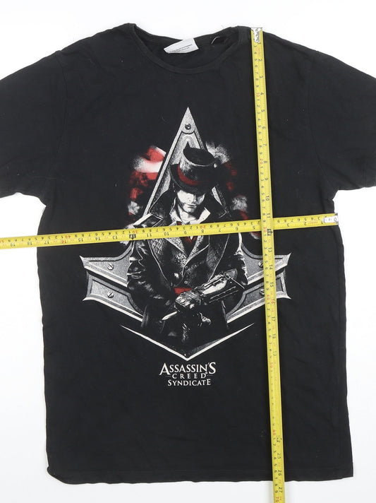 Assassin's Creed Men's Black Cotton Graphic T-Shirt Size S Regular Fit