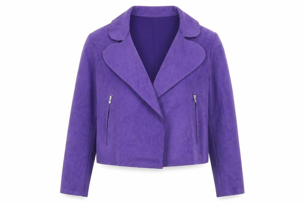 Pala D’Oro Women Purple Suede Look Biker Jacket Size S