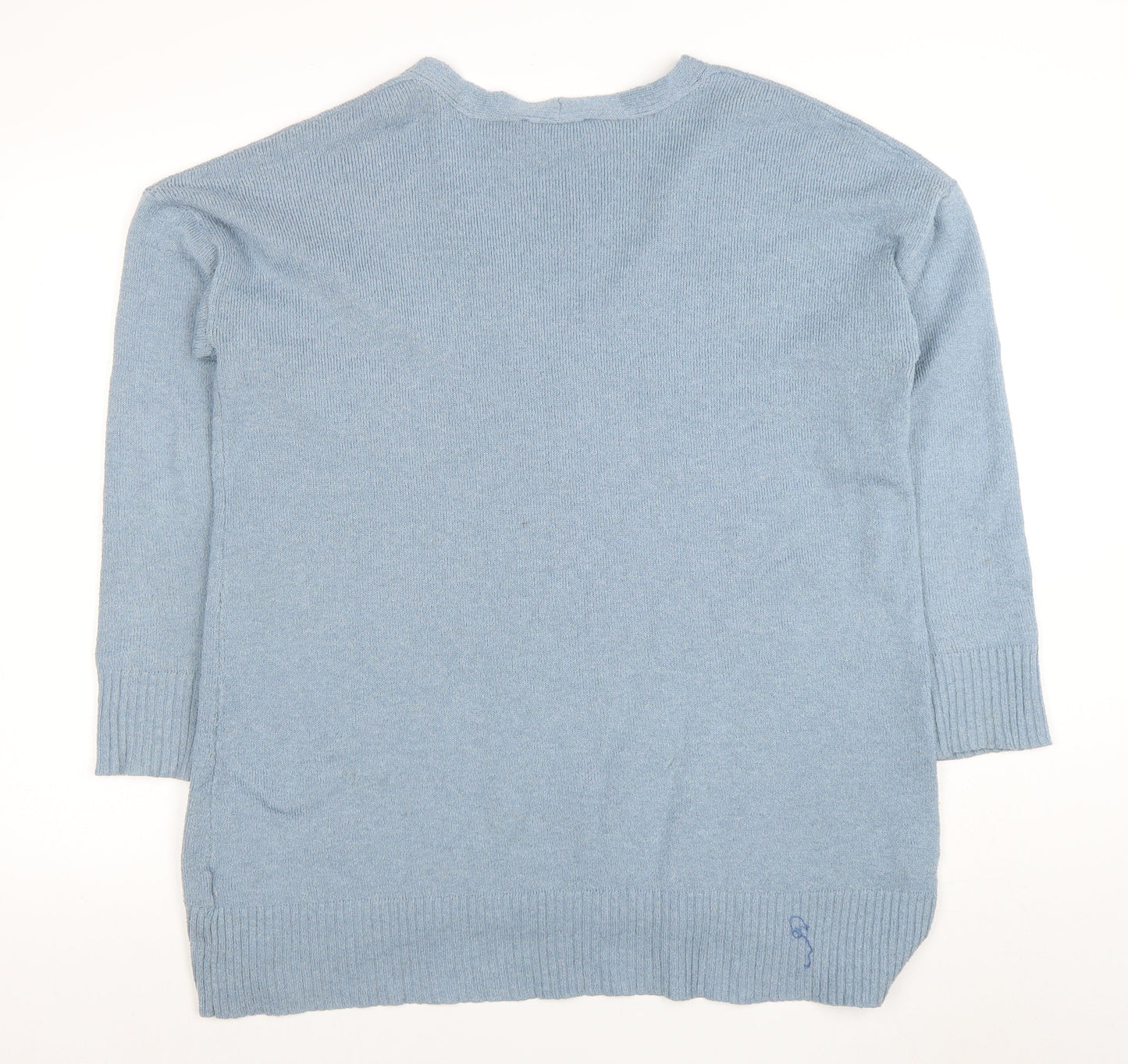 Oasis Women Blue Wool Cashmere V-Neck Pullover Jumper L