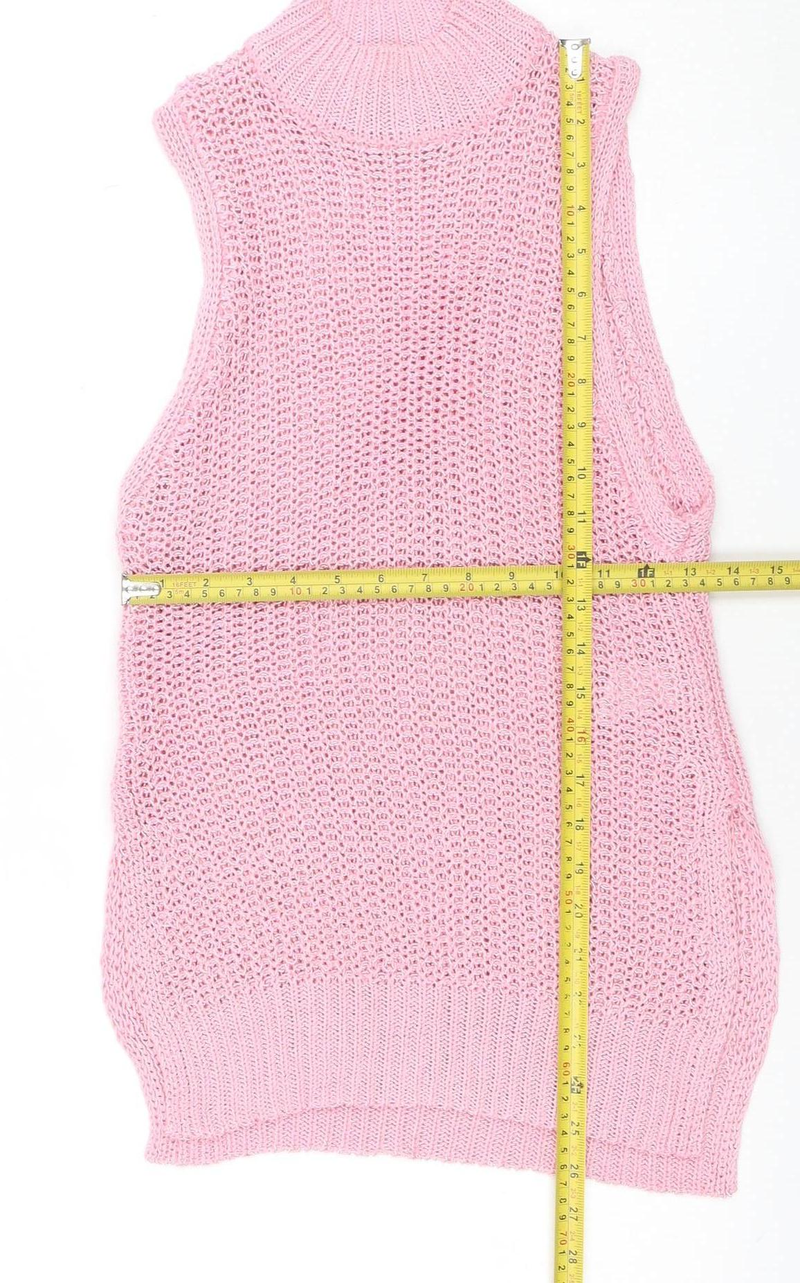 Forever 21 Women’s Pink Sleeveless Open-Knit Pullover Jumper XS