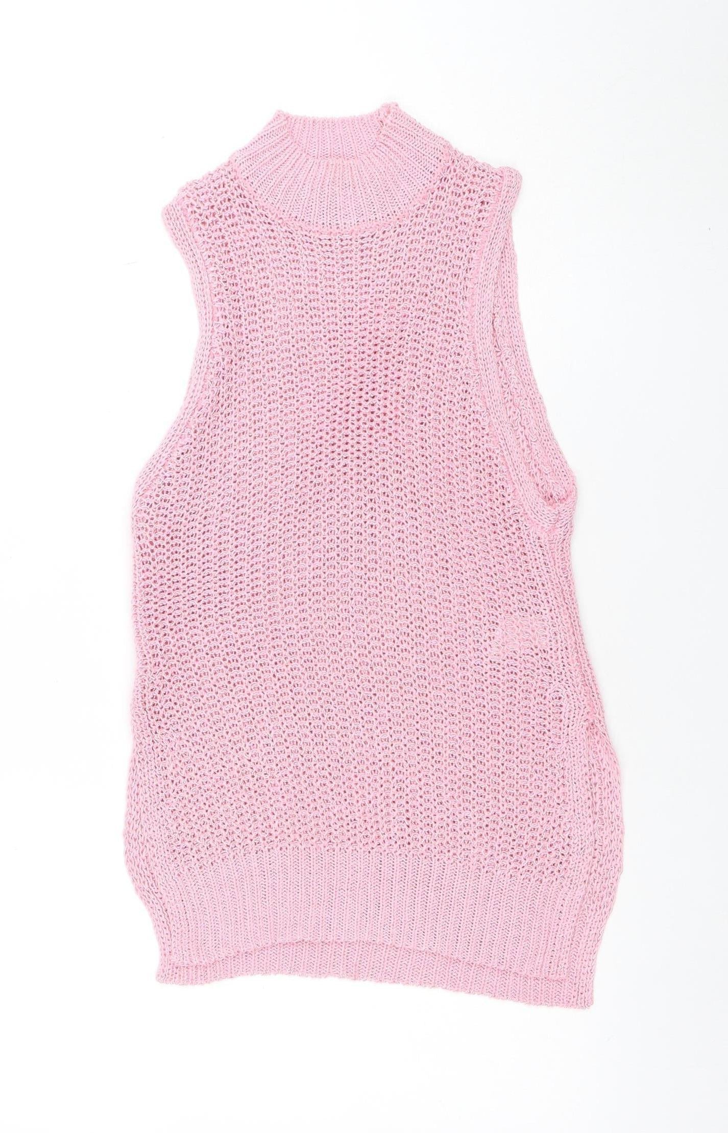 Forever 21 Women’s Pink Sleeveless Open-Knit Pullover Jumper XS