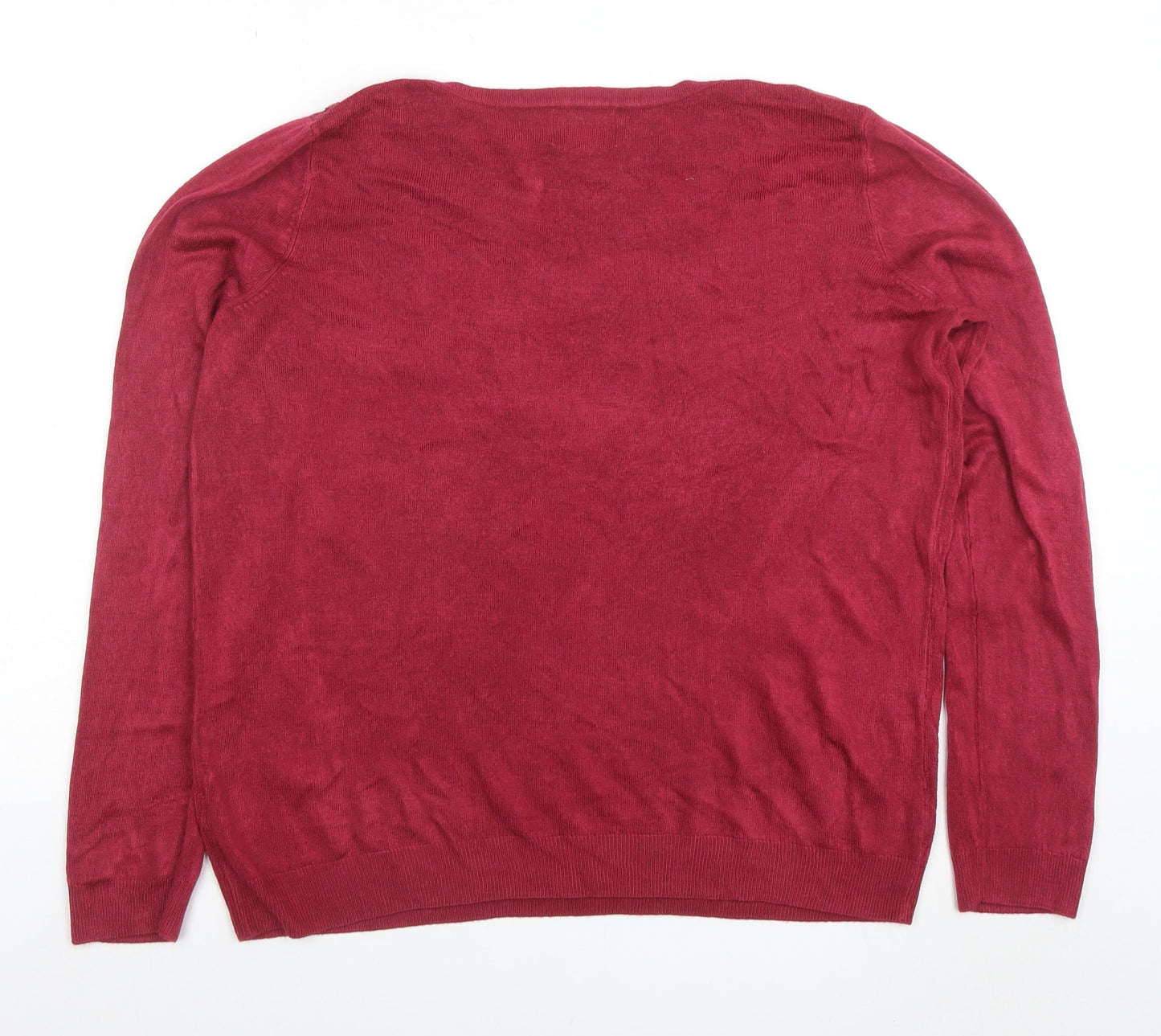 Maine New England Women’s Red Crew Neck Long Sleeve Pullover Jumper Size 18