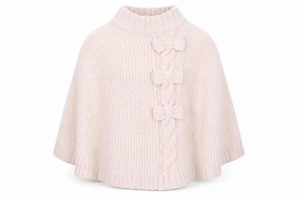 Mille Baby Girls Beige Knit Cape Poncho UK 4-5Y Wool Blend Winter Jumper