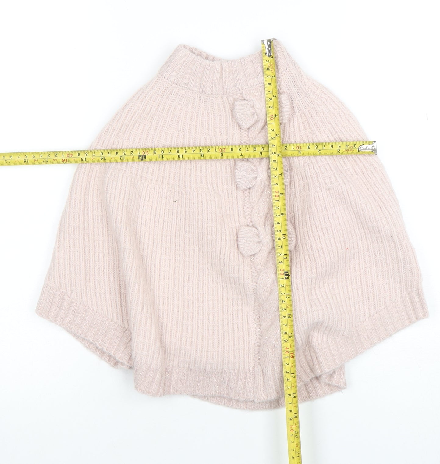 Mille Baby Girls Beige Knit Cape Poncho UK 4-5Y Wool Blend Winter Jumper