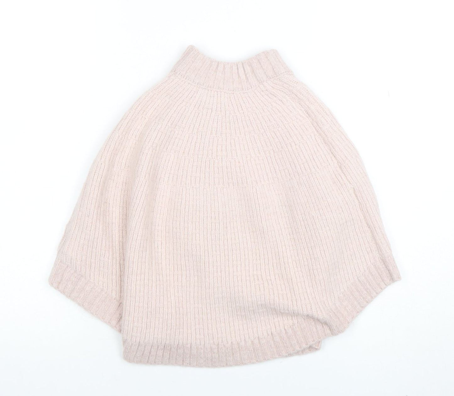 Mille Baby Girls Beige Knit Cape Poncho UK 4-5Y Wool Blend Winter Jumper