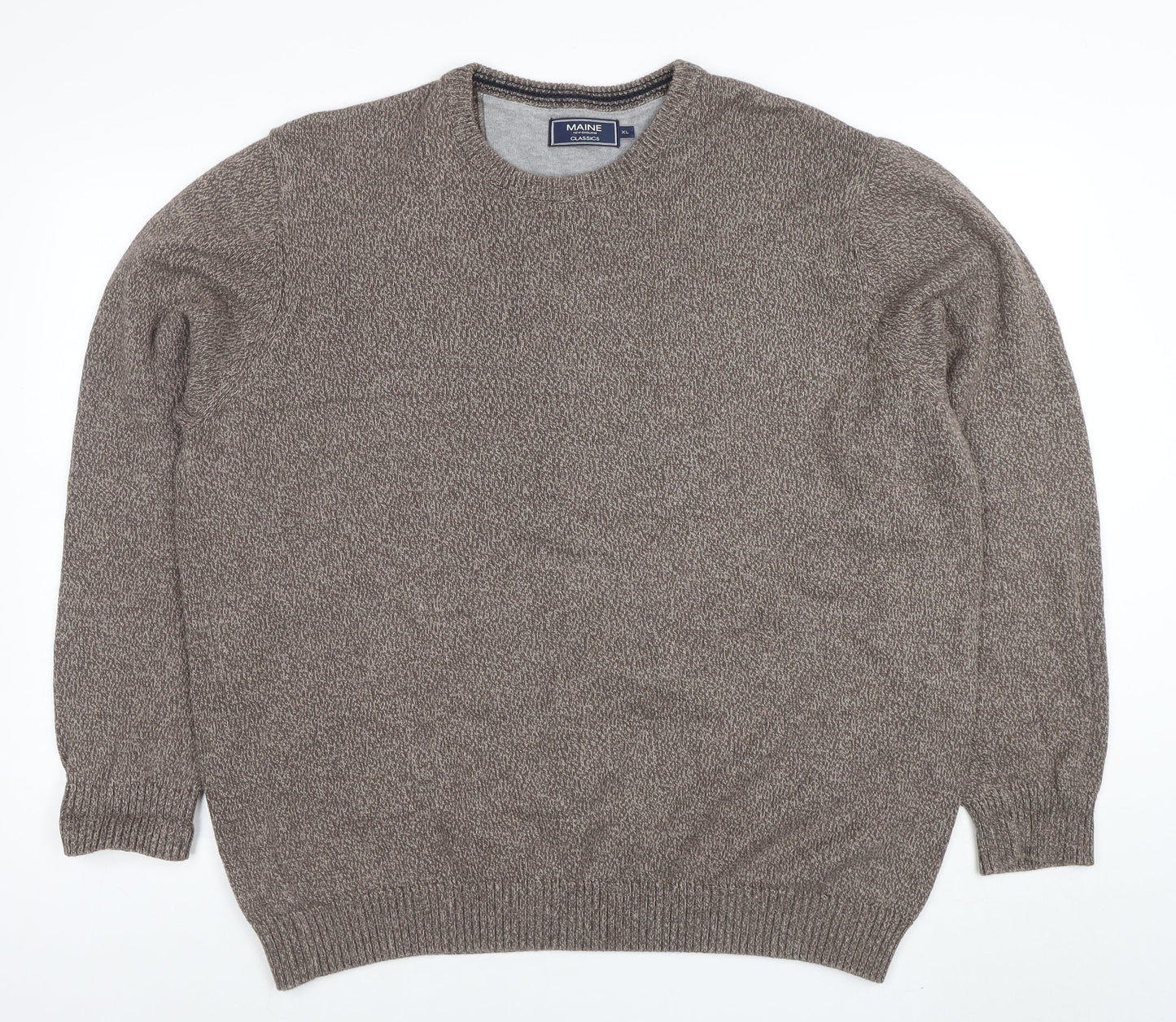 Maine New England Men's Brown XL Cotton Crew Neck Jumper