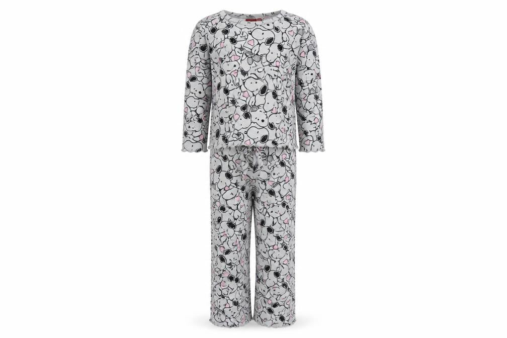 Primark Girls Peanuts Snoopy Grey Fleece Pyjama Set 10-11 Years