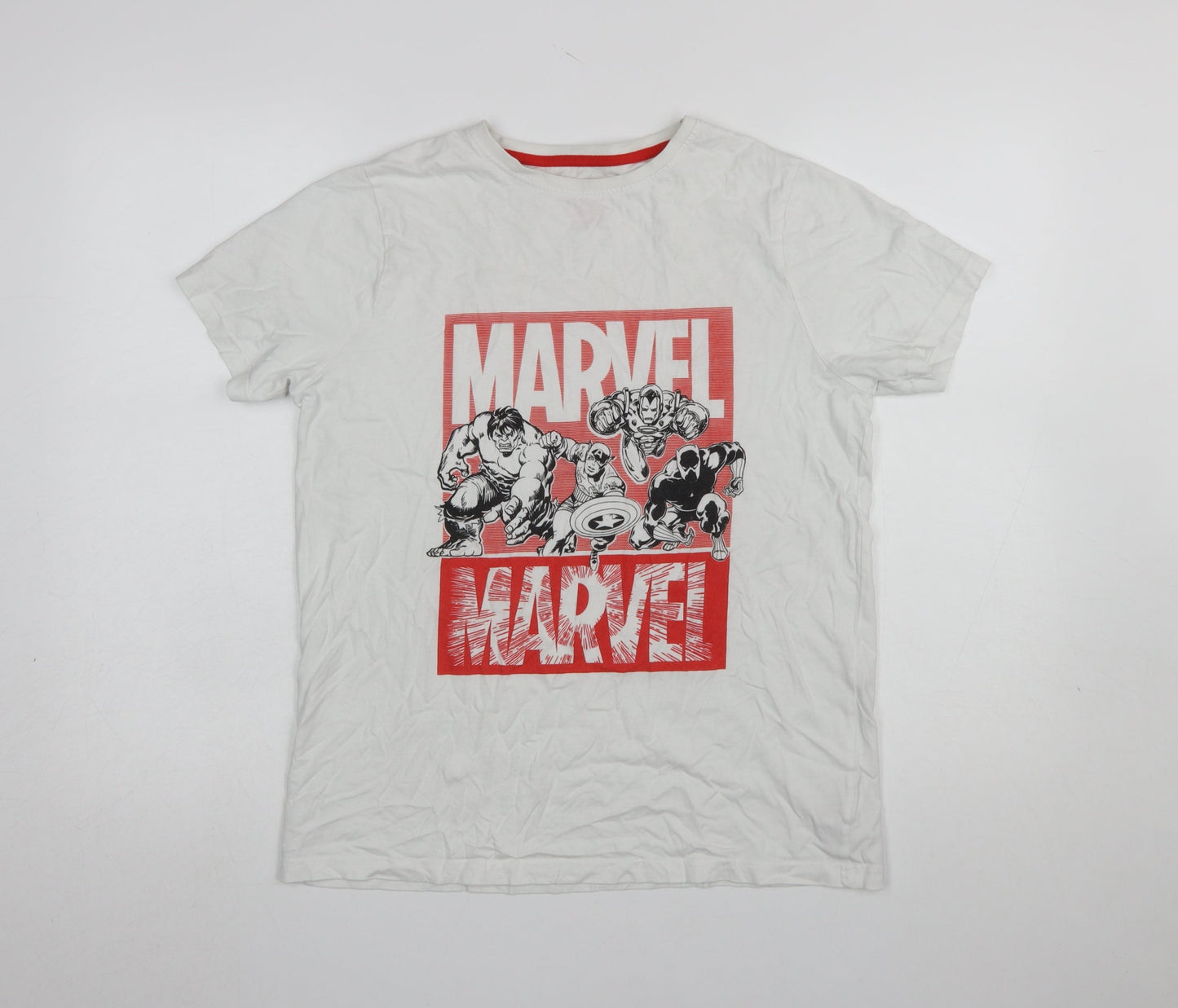 Primark Boys White Marvel Avengers Graphic Short Sleeve T-Shirt 14-15 Years