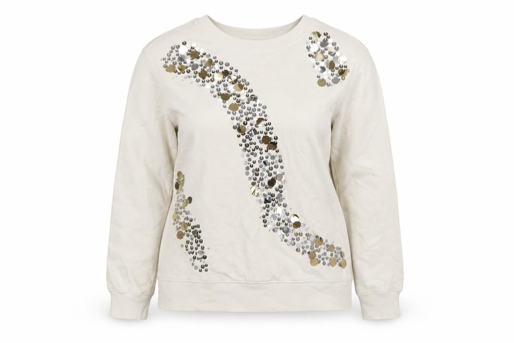 Marks and Spencer Women Ivory Sequin Pullover Sweatshirt Size S