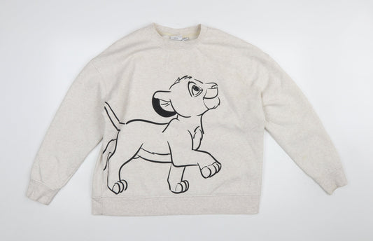 Disney Women Beige Lion King Simba Graphic Pullover Sweatshirt M