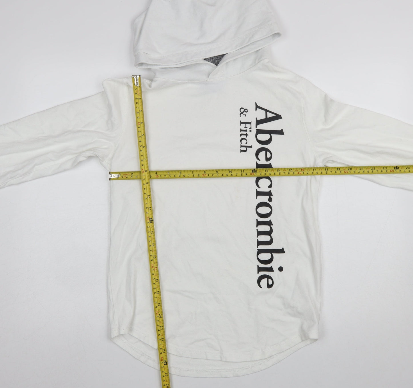 Abercrombie & Fitch Women's White XS Pullover Hoodie Cotton Long Sleeve