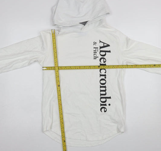 Abercrombie & Fitch Women's White XS Pullover Hoodie Cotton Long Sleeve