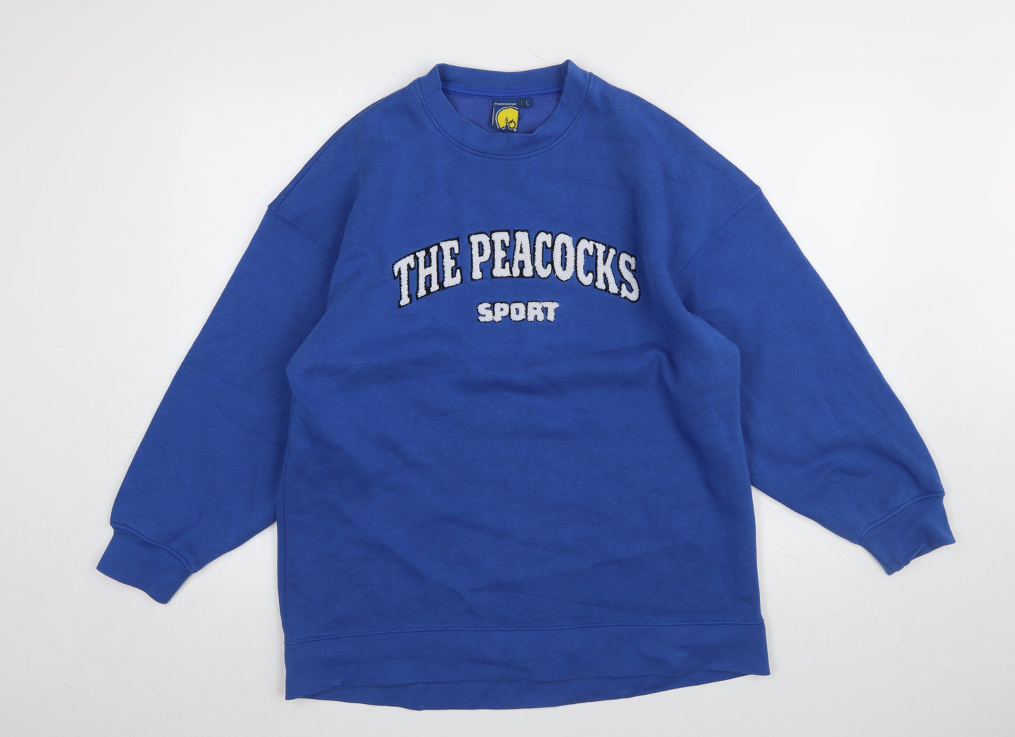 Peacocks Sport Blue Cotton Blend Women's Pullover Sweatshirt L