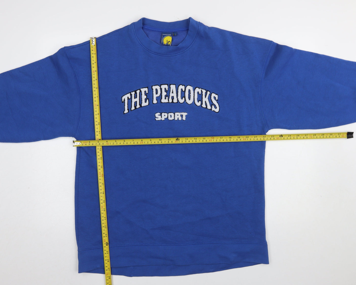 Peacocks Sport Blue Cotton Blend Women's Pullover Sweatshirt L