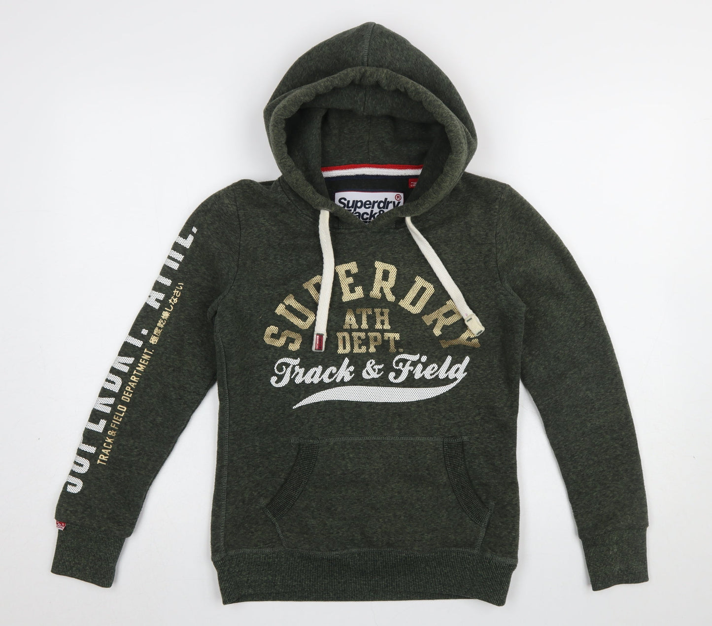 Superdry Women’s Green Pullover Hoodie UK 8 Track & Field Logo