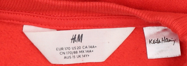 H&M Girls Red Keith Haring Graphic Cotton Sweatshirt 14-15 Years
