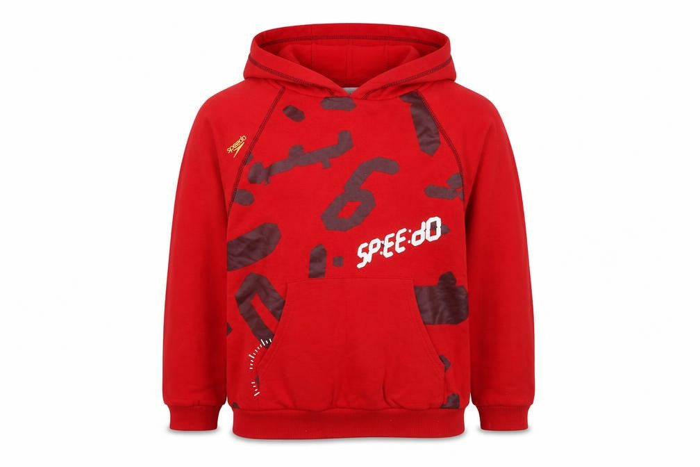 Speedo Boys Red Pullover Hoodie 10-12 Years Cotton Graphic Print