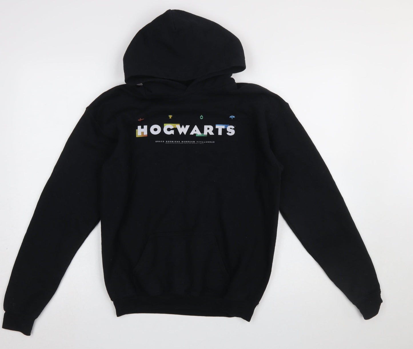 Harry Potter Boys Black Hogwarts Pullover Hoodie XL Cotton Blend