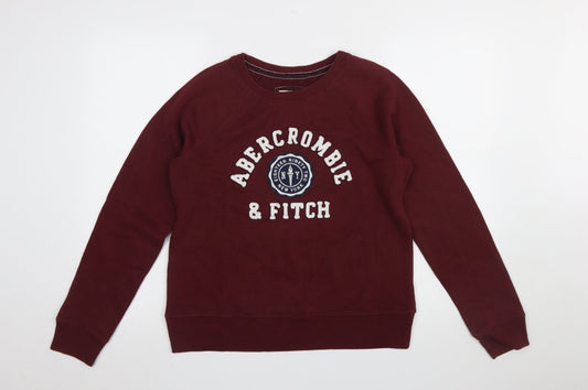 Abercrombie & Fitch Women's Burgundy Pullover Sweatshirt M Logo Cotton Blend