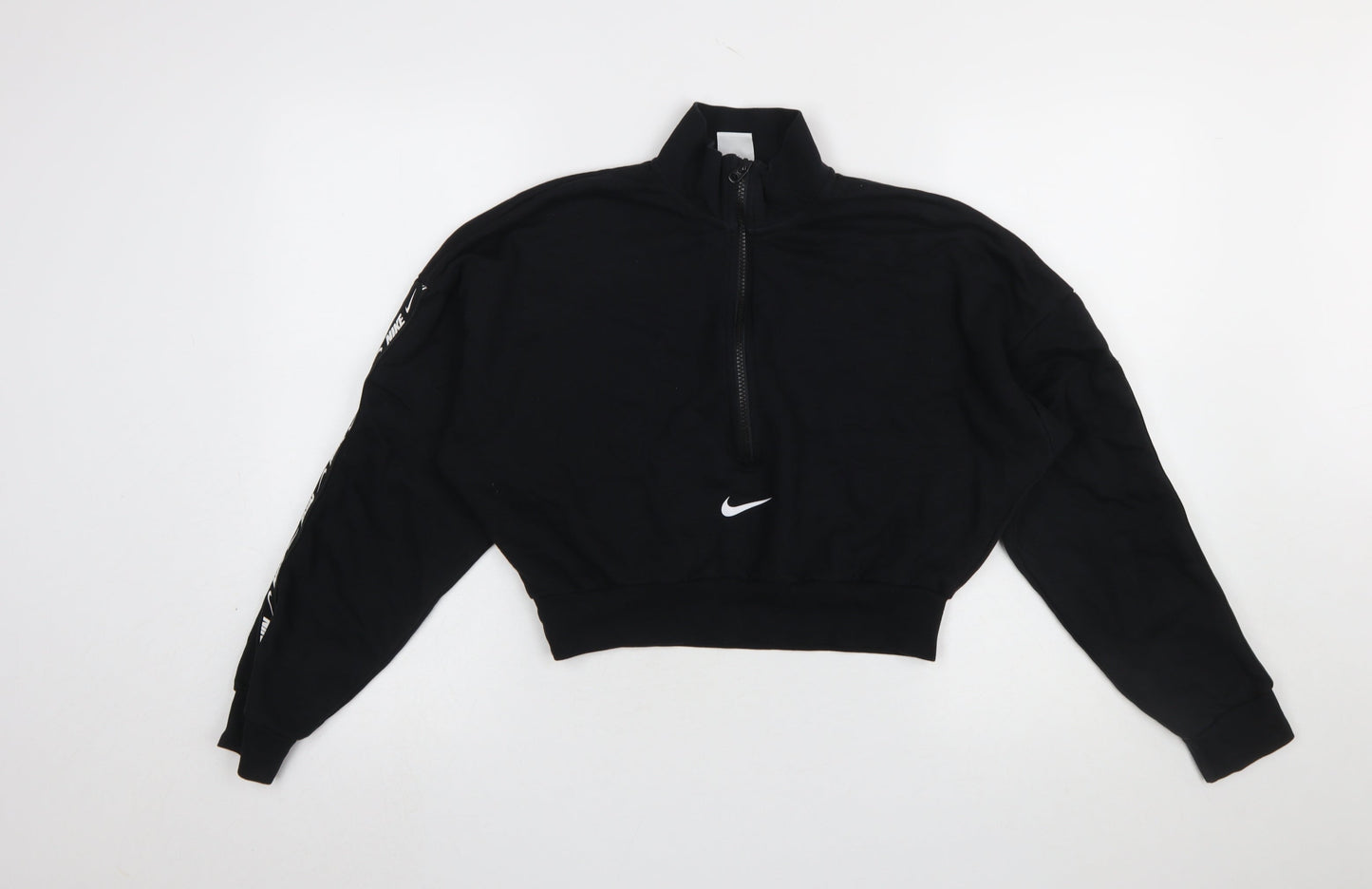 Nike Women's Black 1/4 Zip Sweatshirt Small Cotton Blend Logo Sportswear