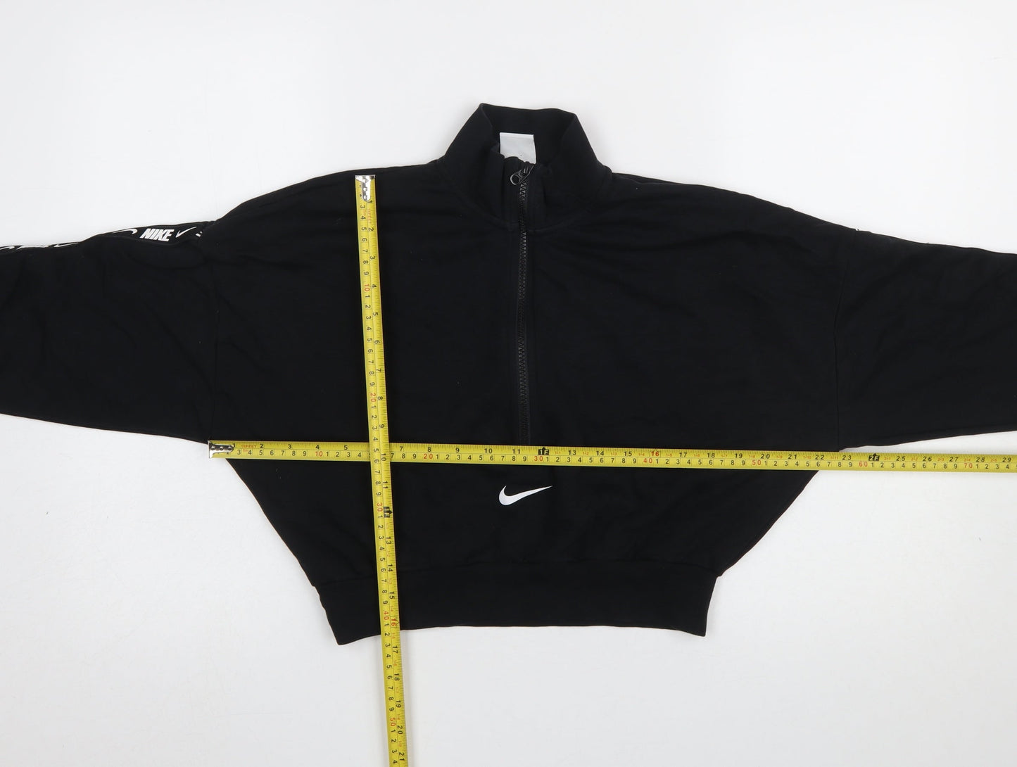 Nike Women's Black 1/4 Zip Sweatshirt Small Cotton Blend Logo Sportswear