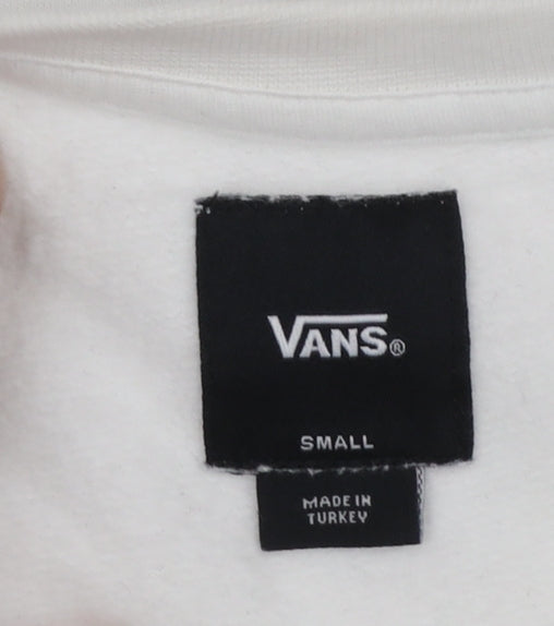 Vans Men's White Small Crew Neck Logo Pullover Sweatshirt