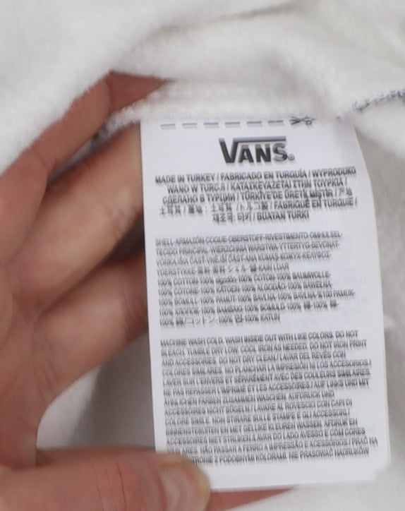 Vans Men's White Small Crew Neck Logo Pullover Sweatshirt