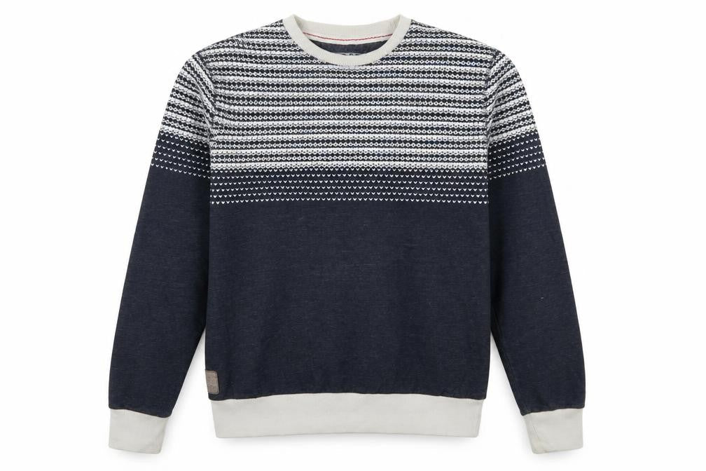 Tokyo Tigers Men's Blue Fair Isle Knit Crew Neck Sweatshirt L