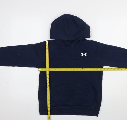 Under Armour Boys Navy Pullover Hoodie YLG Loose Fit Cotton Blend