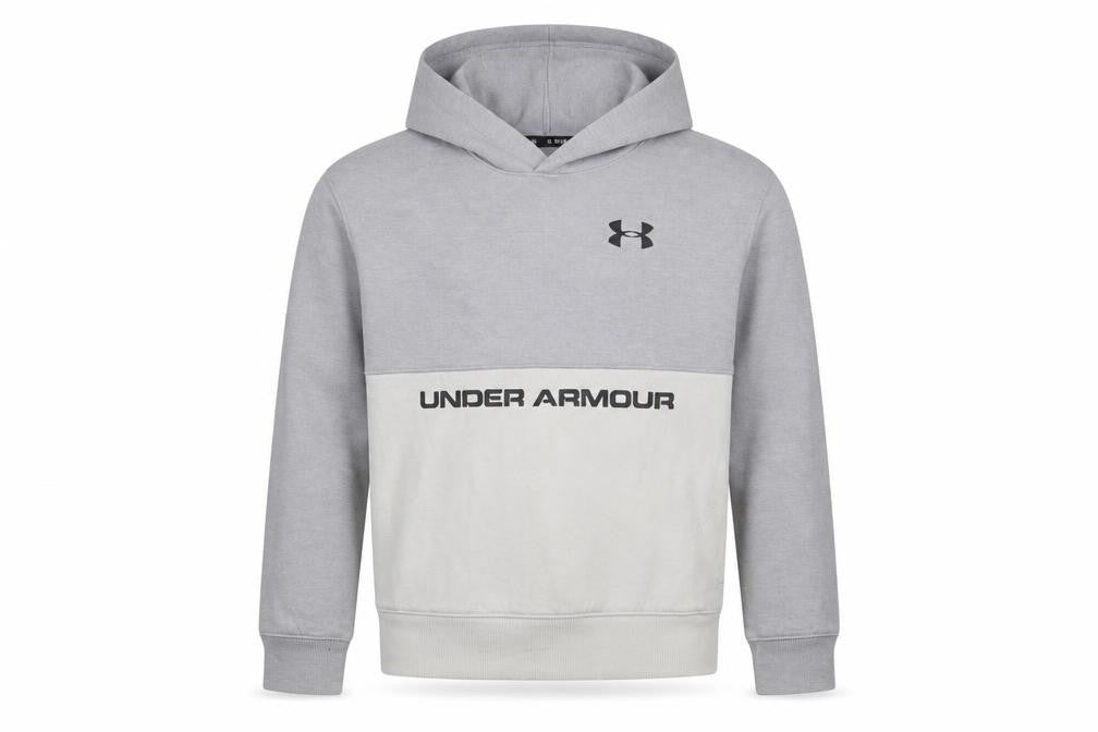 Under Armour Boys Grey Colourblock Pullover Hoodie Size Small YSM