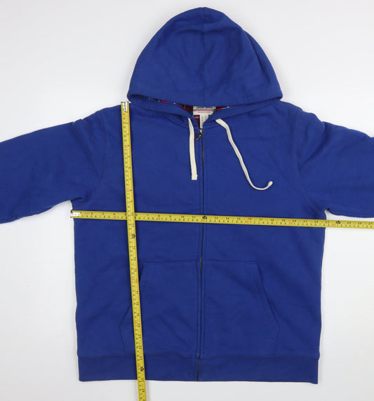 Lands' End Men's Blue Full Zip Hoodie Size M Cotton Fleece