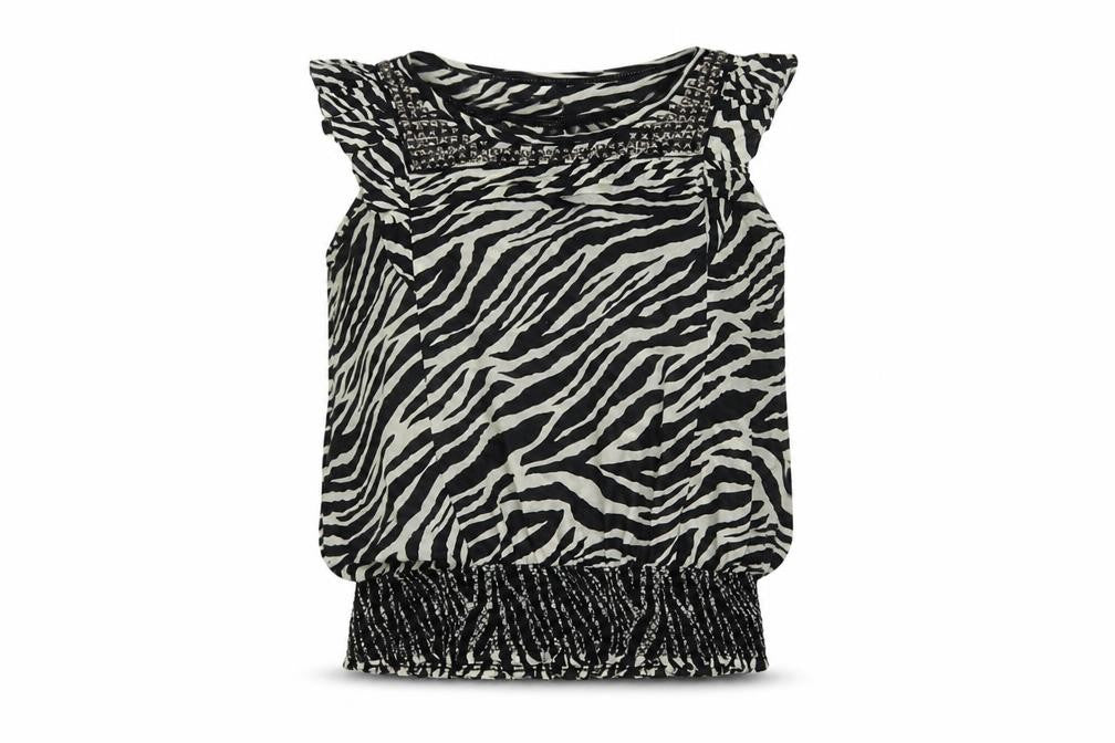 Oasis Women's Zebra Print Silk Sleeveless Blouse Size 8 Black/White