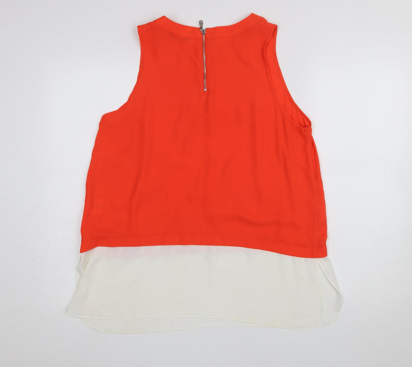 Roman Women's Orange Colourblock Sleeveless Tunic Blouse Size 16