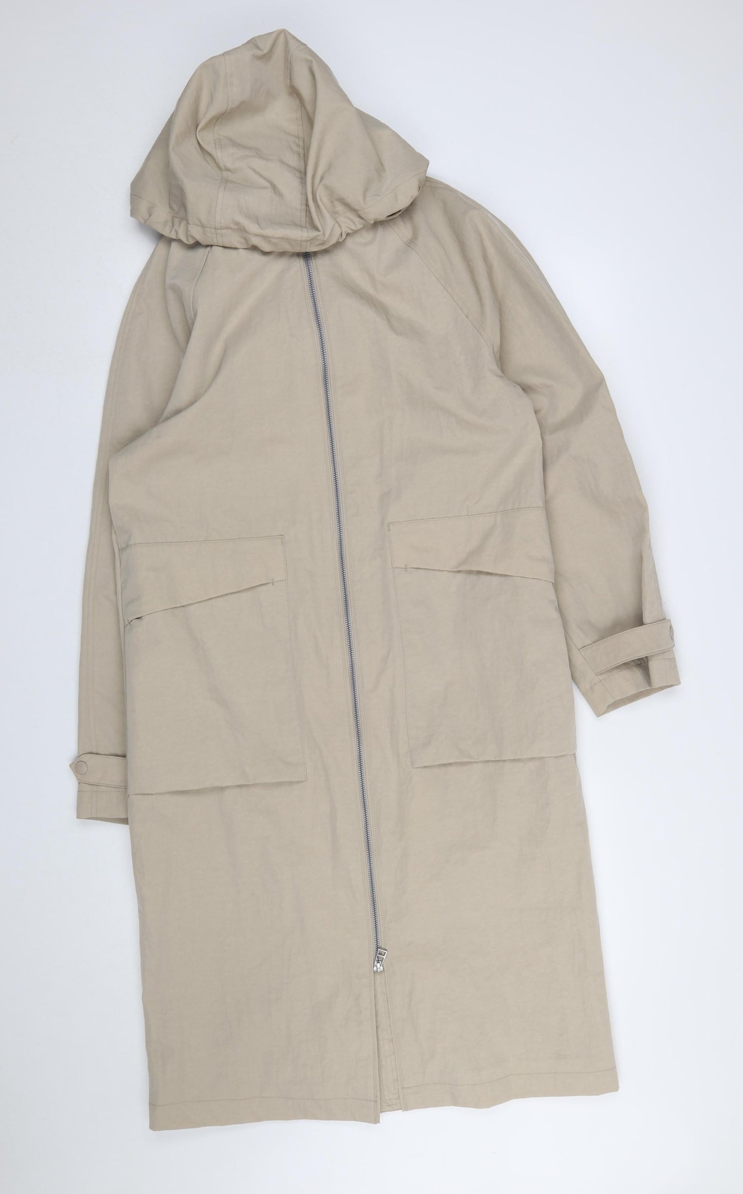 Marks and Spencer Women’s Beige Hooded Long Rain Coat XS