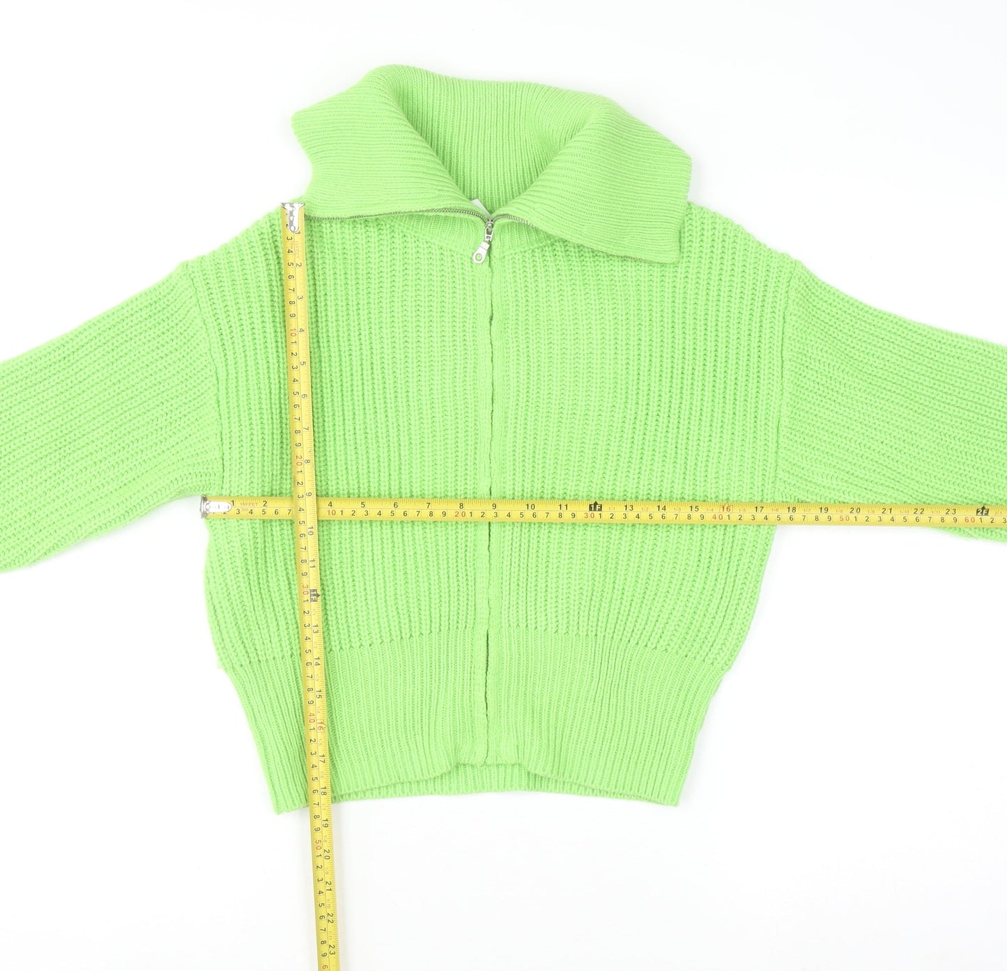 Collusion Womens Green Collared Full Zip Knit Jumper Size 10