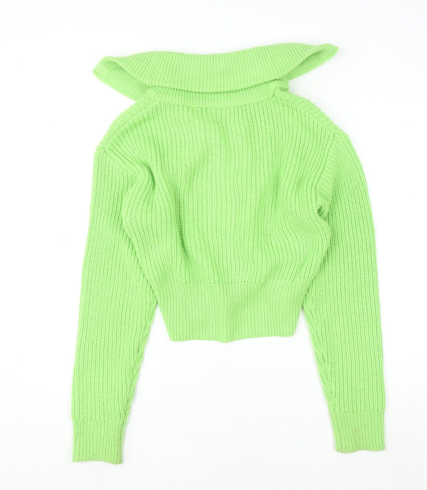 Collusion Womens Green Collared Full Zip Knit Jumper Size 10