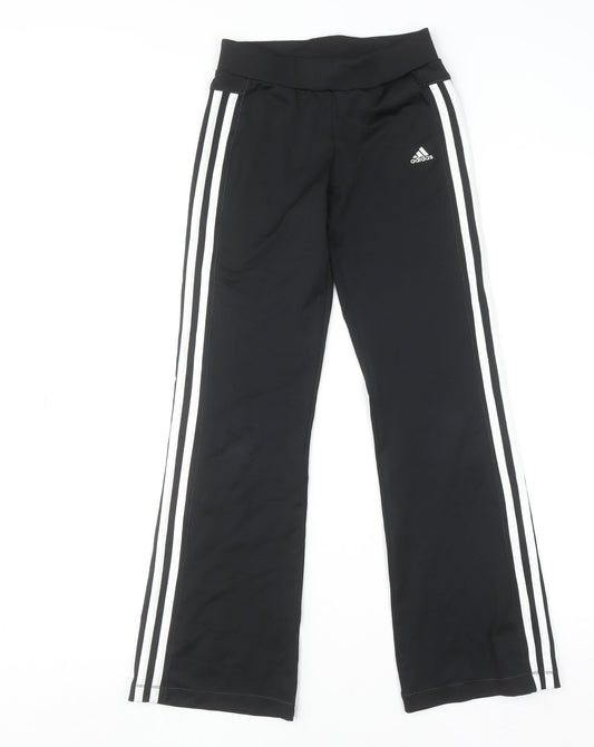 adidas Girls Black 9-10 Years Climalite Track Pants Activewear Trousers