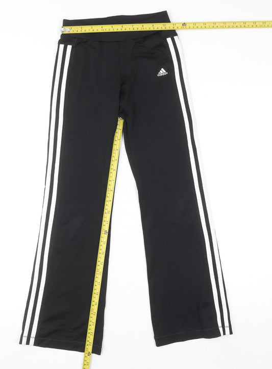 adidas Girls Black 9-10 Years Climalite Track Pants Activewear Trousers