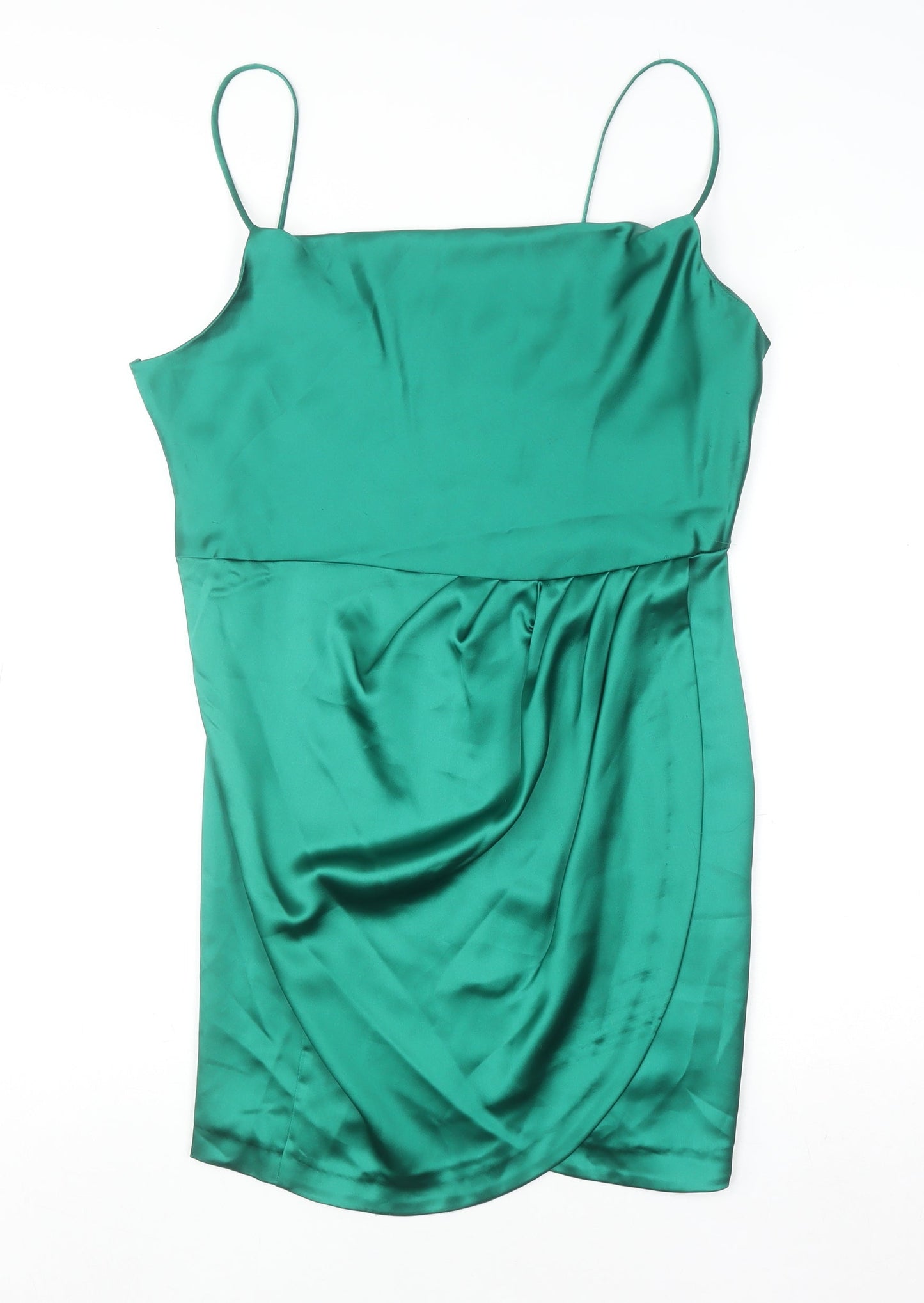 Zara Women Green Short Satin Slip Dress Size 16