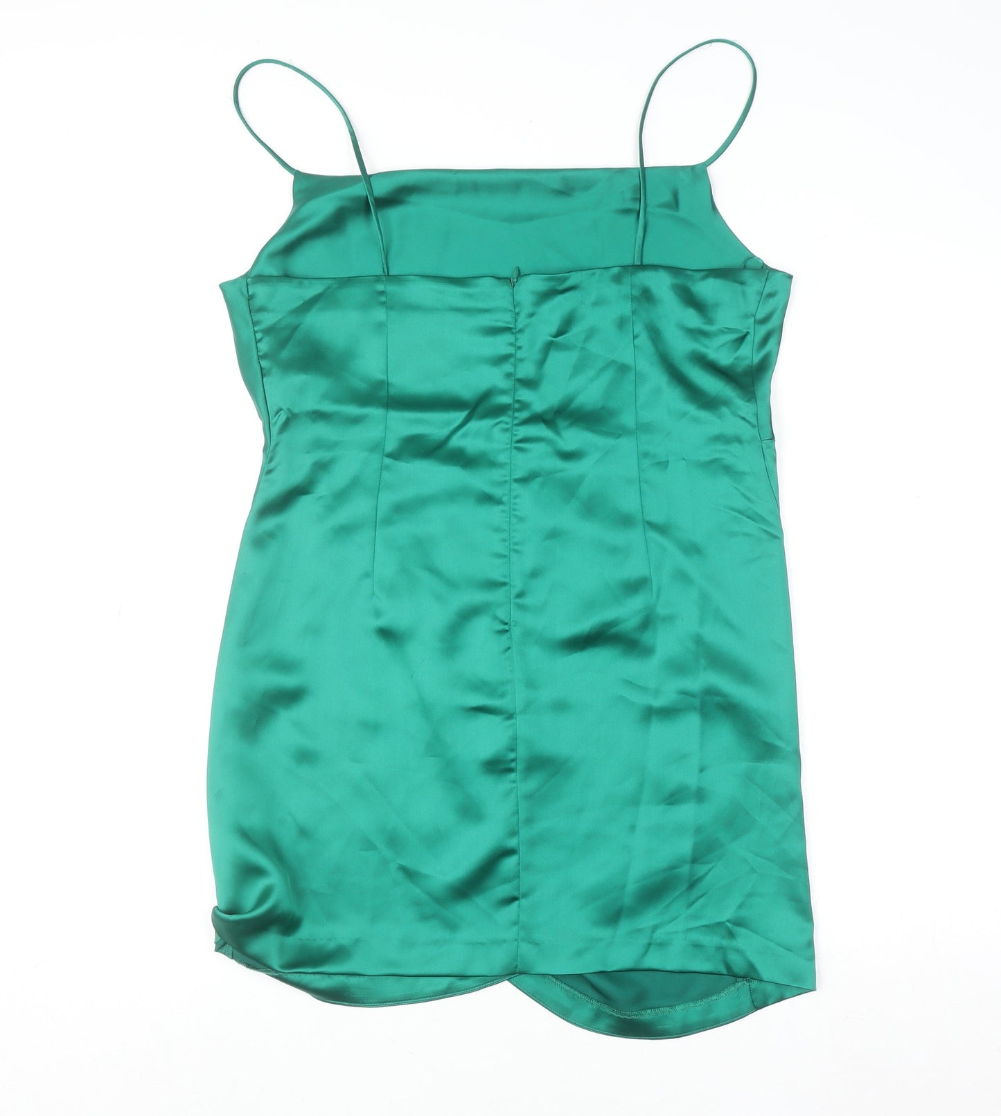 Zara Women Green Short Satin Slip Dress Size 16