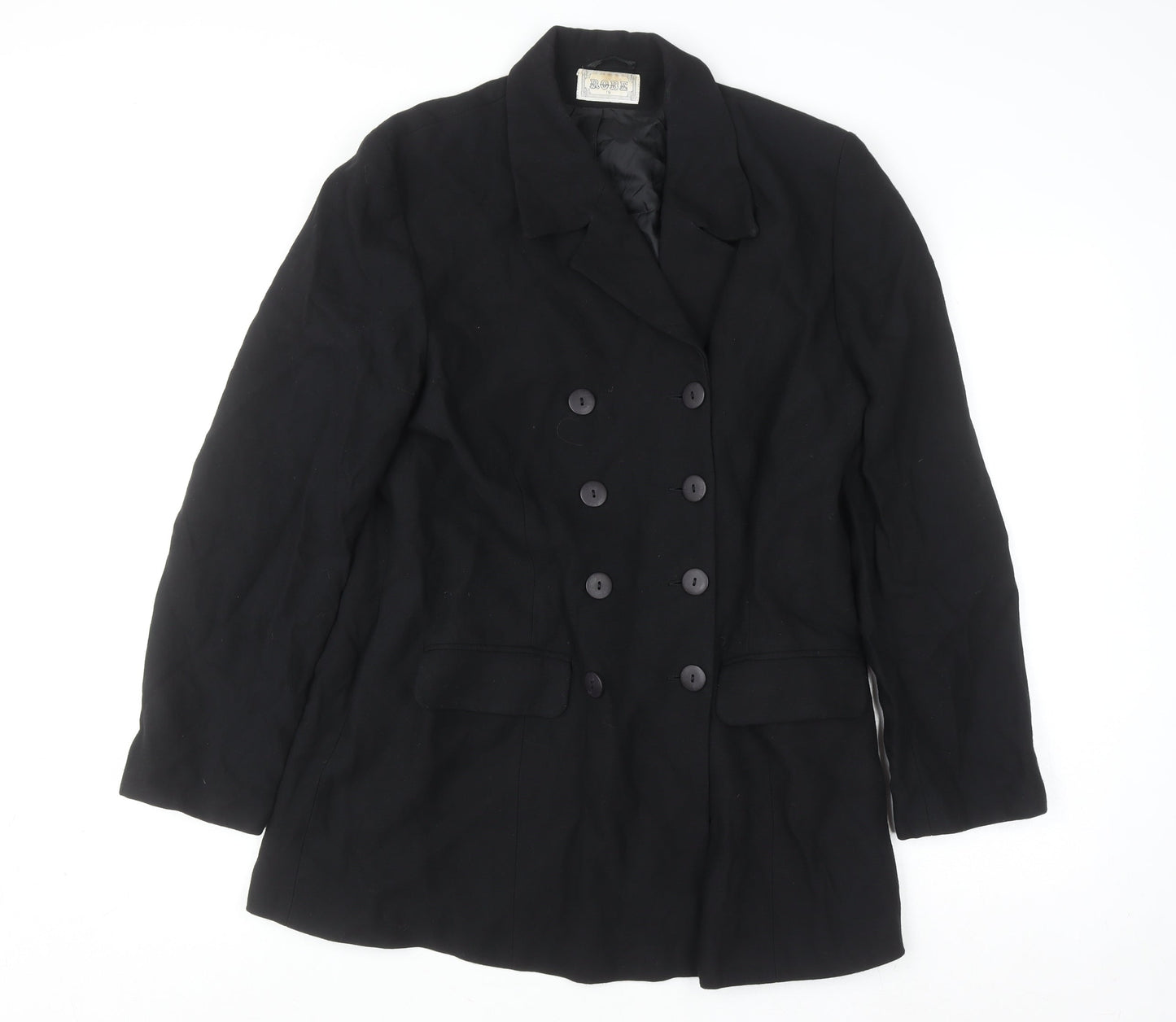 Robe Women's Black Double-Breasted Suit Jacket Size 16 Polyester Blend
