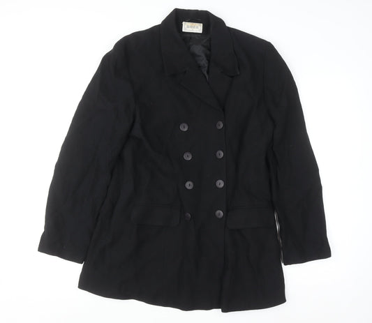 Robe Women's Black Double-Breasted Suit Jacket Size 16 Polyester Blend