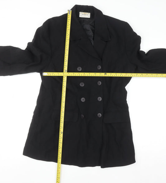 Robe Women's Black Double-Breasted Suit Jacket Size 16 Polyester Blend