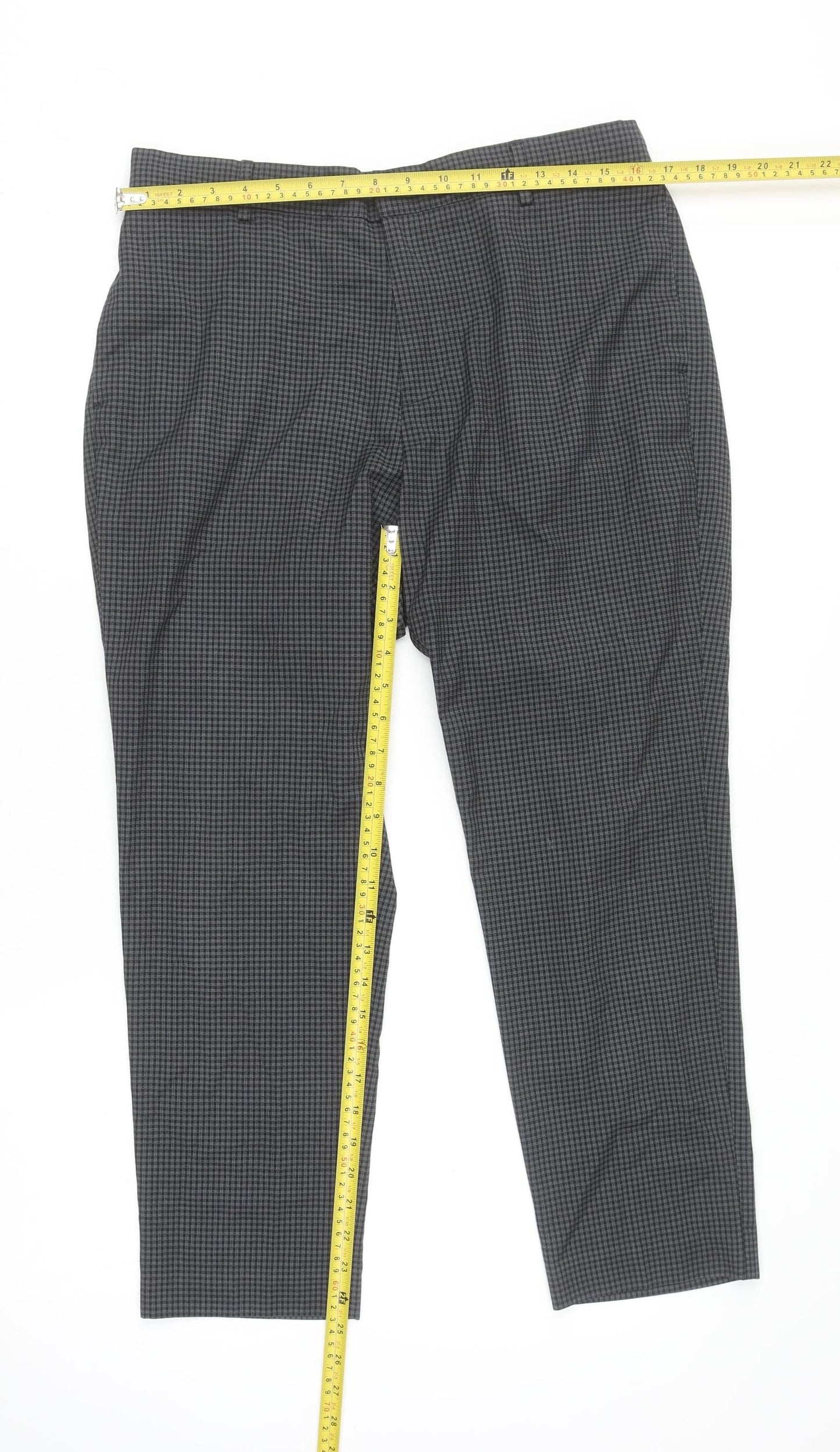 New Look Men Grey Check Regular Fit Trousers Size 36R